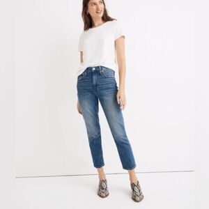 Madewell Petite High Rise “Slim Boyjean” Cropped Jeans In Lavern Wash Size 28